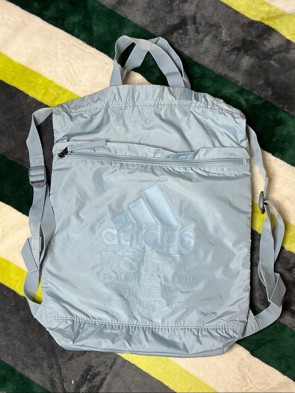 Adidas LIGHT Blue Drawstring Sackpack Gym Bag